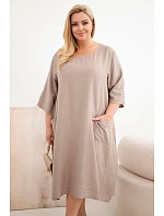 Dámske plus size viskózové šaty s vreckami a krátkymi rukávmi fango