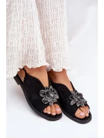 Dámské Sandály Na Plochém Podpatku S Ozdobou model 21691567 Černé - S.Barski
