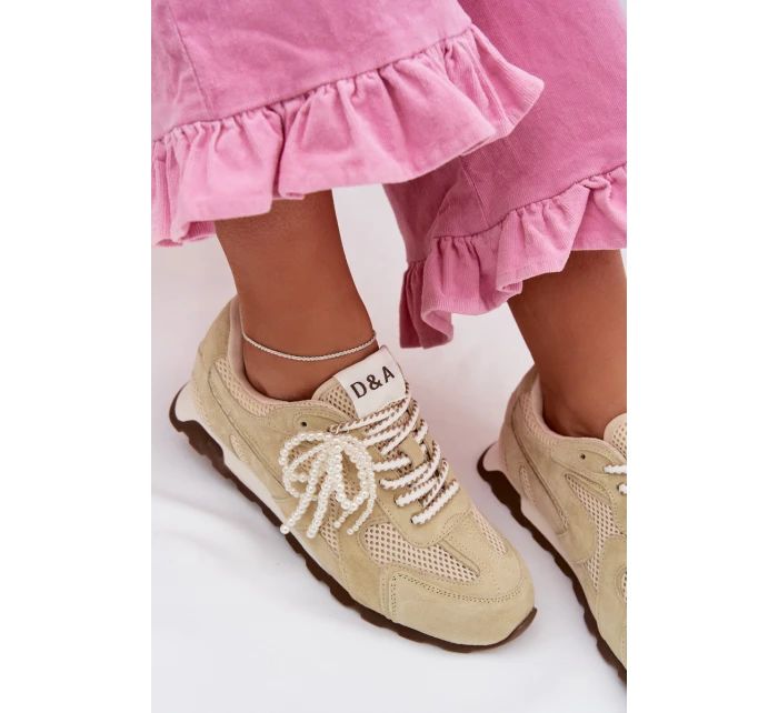 Dámské kožené semišové tenisky MK61-0705 světle zelené