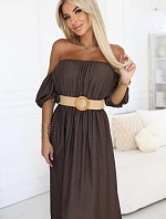 Boho maxi šaty 614-1 Chocolate - Numoco