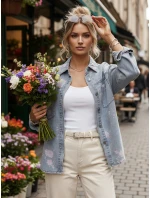 Dámska džínsová košeľová bunda modrá FashionStreet TY5600
