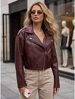 Kurtka damska skórzana ramoneska bordowa model 22347669 - FashionStreet