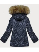 Dámska prechodná bunda s kapucňou tmavomodrá (H-97)