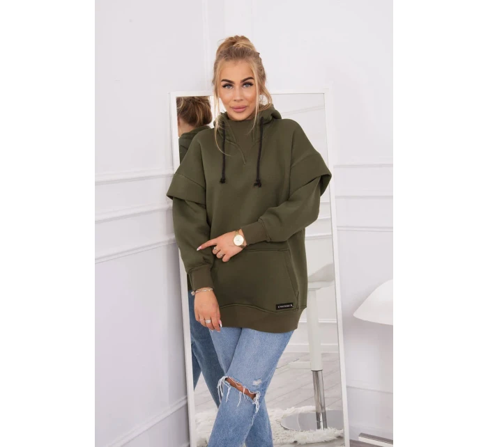 Zateplená blúzka s polovičným rolákom khaki farby Zateplená blúzka s polovičným rolákom khaki farby