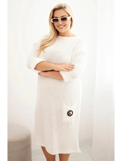 Dámská  Plus Size s oversize kapsou ecru model 21393364 - K-Fashion