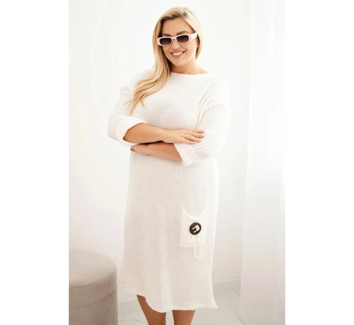 Dámská  Plus Size s oversize kapsou ecru model 21393364 - K-Fashion