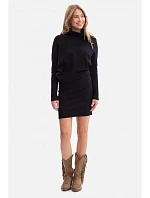 B309 Úpletové blúzkové šaty - čierne