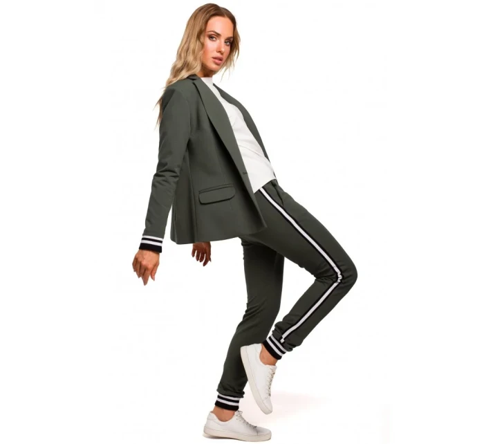 M459 Blejzer s pruhovanými rebrovanými manžetami - čierny