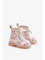 Detské zateplené členkové topánky so zipsom Unicorns Beige Tiptop