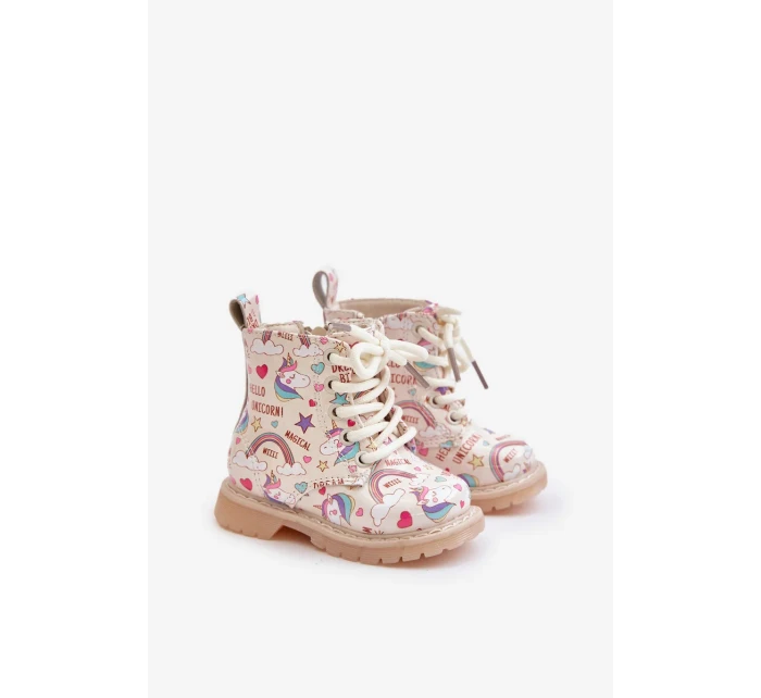 Detské zateplené členkové topánky so zipsom Unicorns Beige Tiptop
