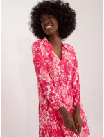 Dámske voľné šaty D73771Z30425A Koralová s bielou - Sublevel