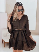 letní mušelínové šaty tmavě hnědé Dstreet model 21989665 - FashionStreet