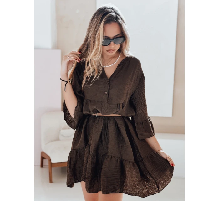 letní mušelínové šaty tmavě hnědé Dstreet model 21989665 - FashionStreet
