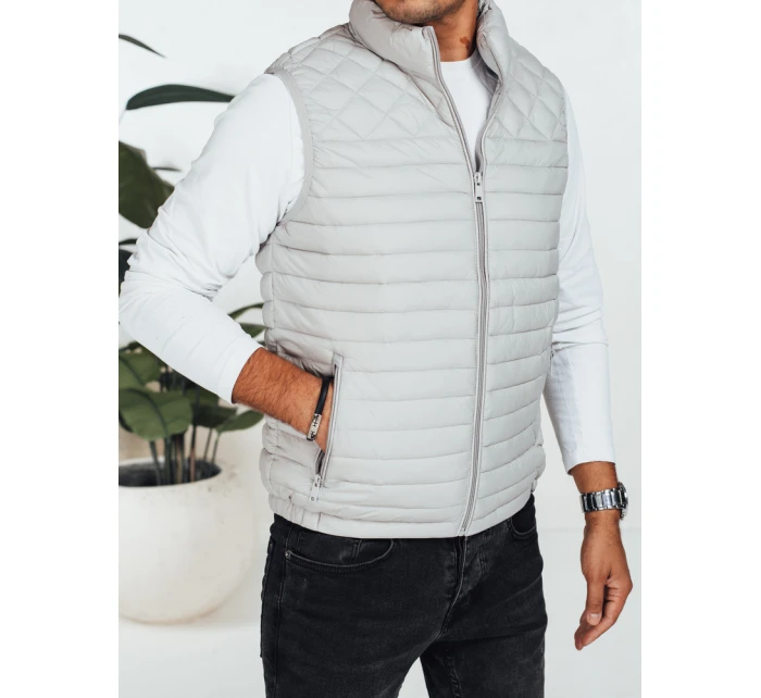 Pánská prošívaná vesta světle šedá model 21991556 - Dstreet