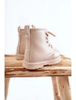 Dziecięce Botki Skórzane Z Suwakiem Beżowe Omua