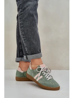 Zazoo N1068 Zamszowe Niskie Sneakersy Damskie Zielone