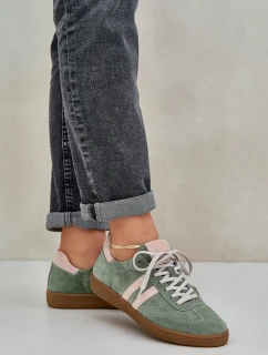 Zazoo N1068 Zamszowe Niskie Sneakersy Damskie Zielone