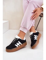 Sneakersy Damskie Na Platformie Czarne Syliyana