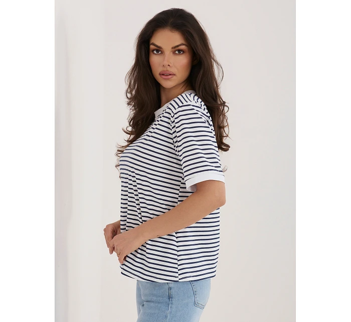 T shirt IT TS model 22076835 biało granatowy - FPrice T shirt IT TS model 22076835 biało granatowy - FPrice