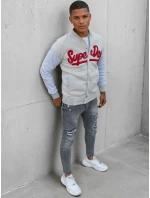 Pánska mikina na zips v ecru farbe FashionStreet BX5445