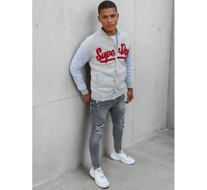 Pánska mikina na zips v ecru farbe FashionStreet BX5445