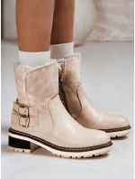 Dámské kozačky s ovčí kůží béžové Dstreet model 21994258 - FashionStreet