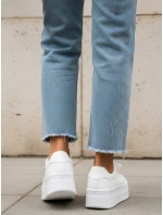 Biele dámske tenisky na hrubej podrážke z imitácie kože FashionStreet ZY1421