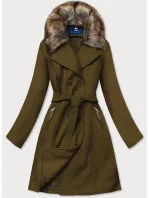 Dámský kabát v khaki barvě s kožešinou model 15834406 - Ann Gissy