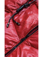 Lesklá červená vesta s kapucňou (B8025-4)