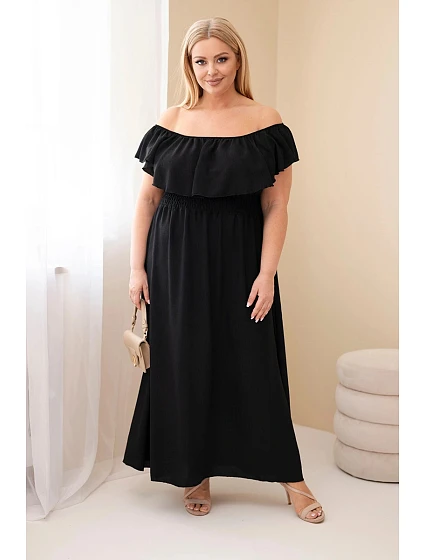 Dámské šaty Plus Size s volánkem a elastickým pasem černá