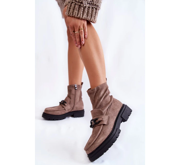 Dámské semišové kozačky Béžove model 21602471 - Boto Dámské semišové kozačky Béžove model 21602471 - Boto