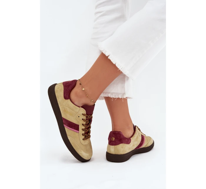 Zamszowe Niskie Sneakersy Damskie Big Star SS274680 HI-POLY SYSTEM Limonkowe