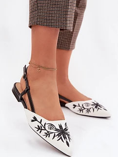 Dámské sandály s výšivkou na ploché Černé Grelia