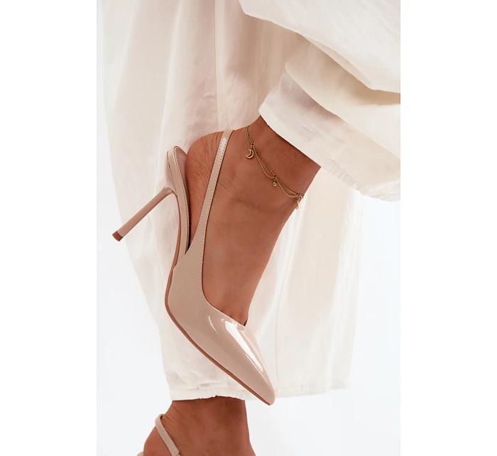 Lakované Lodičky Sandály Z Kůže Béžové model 22122736 - Boto