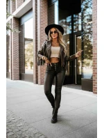 model 21371205 Krátká bunda s třásněmi z měkké ekokůže čokoládová - numoco basic model 21371205 Krátká bunda s třásněmi z měkké ekokůže čokoládová - numoco basic