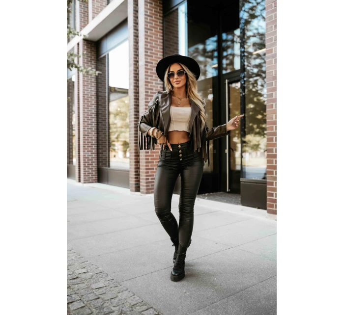 model 21371205 Krátká bunda s třásněmi z měkké ekokůže čokoládová - numoco basic model 21371205 Krátká bunda s třásněmi z měkké ekokůže čokoládová - numoco basic