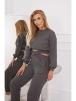 Zateplená súprava s krátkou mikinou grafitová