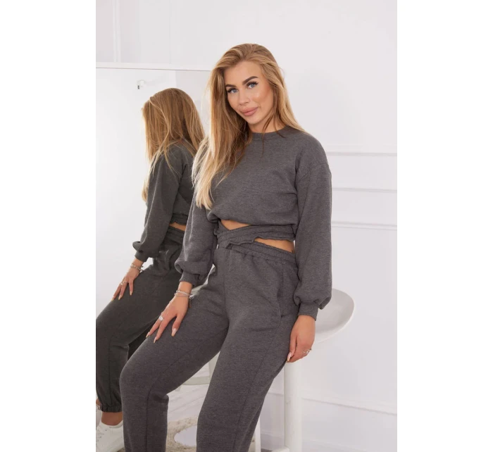 Zateplená súprava s krátkou mikinou grafitová