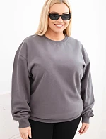 Dámske Plus veľkosť bavlnené základné kolo krku mikina Graphite