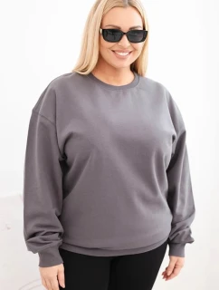 Dámská mikina s model 21723044 výstřihem Plus Size bavlněná basic grafitová - K-Fashion