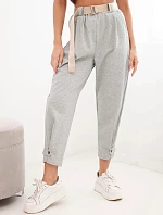 Letné nohavice Punto so zapínaním na nohaviciach sivá melanž