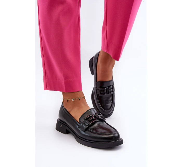 Elegantní černé dámské kožené mokasíny model 21655405 - VINCEZA