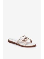 Zdobené Ploché Pantofle Dámské Bílé model 21685812 - Boto