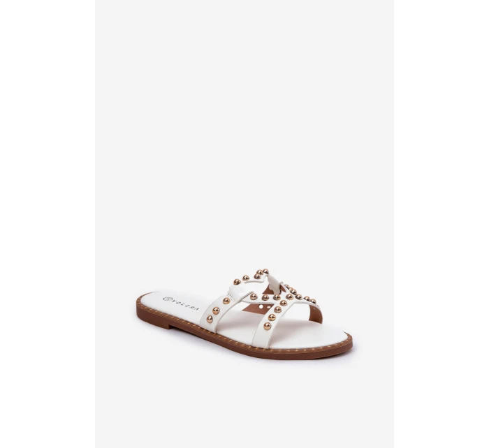 Zdobené Ploché Pantofle Dámské Bílé model 21685812 - Boto