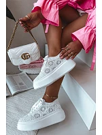 Háčkované dámské tenisky na platformě bílé Evalora