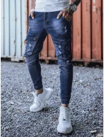 Modré pánske nohavice FashionStreet UX3286