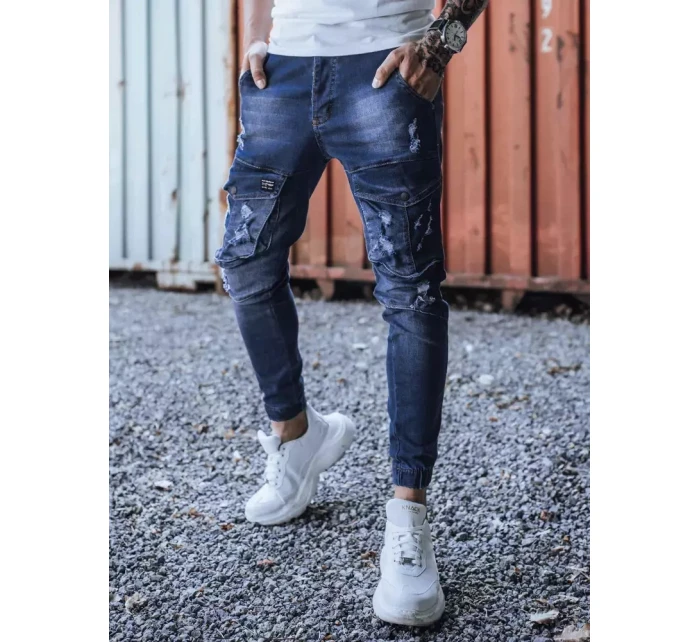 Modré pánske nohavice FashionStreet UX3286