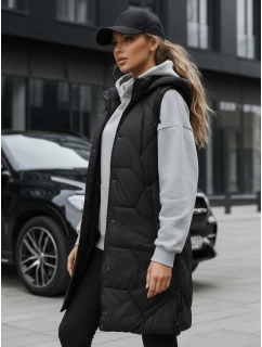 Dámska dlhá prešívaná vesta čierna FashionStreet TY5269