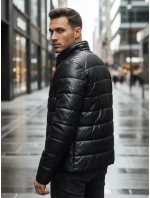 Pánska zateplená kožená bunda čierna FashionStreet TX5115