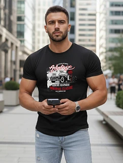 Tshirt męski z nadrukiem  czarny model 22156920 - FashionStreet